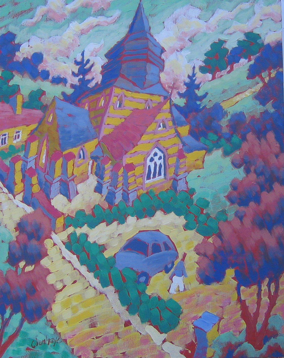 Eglise du pays de Bray-acrylique sur toile-40x50cm 